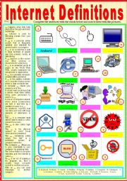 English Worksheet: Internet Definitions. Matching exercise + KEY.   