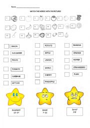 English Worksheet: Fruit and vegetables picture test