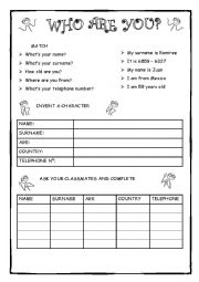 English Worksheet: Personal Information 