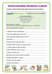 English Worksheet: Understanding Medicine Labels