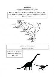 English Worksheet: DINOSAUR BODY PARTS