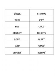 English Worksheet: memory games opposite adjectives