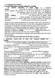 English Worksheet: First form mid-semester 2 test 