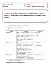 English Worksheet: getting ready for the trip ( lesson plan )