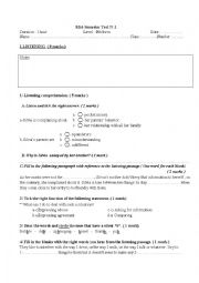 English Worksheet: Mid-semester test N1