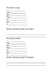 English Worksheet: Third person s practise