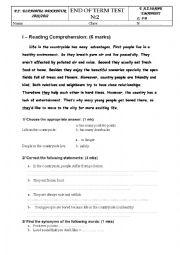 English Worksheet: end of term test 2