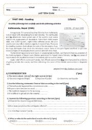 English Worksheet: exam paper forsecond year  classes