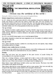English Worksheet: The Industrial Revolution in Britain: Text, Questions and Key