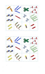 English Worksheet: CLASSROOM OBJECTS BINGO