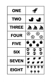 English Worksheet: Memory game (Numbers)