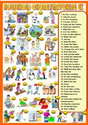 English Worksheet: household chores :new matching