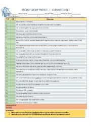 English Worksheet: Group project checklist