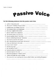 English Worksheet: PASSIVE VOICE