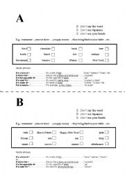 English Worksheet: Pair Vocabulary Activity