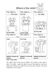 English Worksheet: Where is the rabbit ?