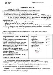 English Worksheet: mid semester test 2