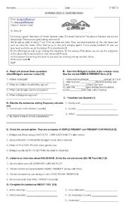 English Worksheet: Simple Present - Present Continuos- Past Simple SET A