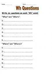 English Worksheet: Wh questions