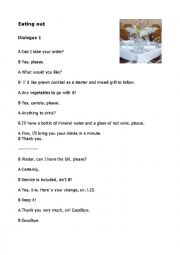 English Worksheet: Eating Out - Dialogues