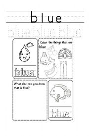 English Worksheet: color blue