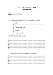 English Worksheet: Vocabulary test
