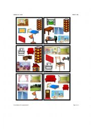 English Worksheet: Double - parts of the house + furniture - part 2