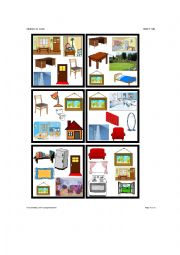 English Worksheet: Dobble - Parts of the house + furniture - part 3