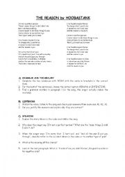 English Worksheet: The Reason by Hoobastank