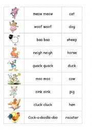 English Worksheet: Animals and their sounds