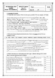 English Worksheet: Mid-of-2nd semester test n2 8th form
