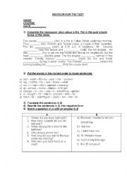 English Worksheet: Simple Past - Revision for the test