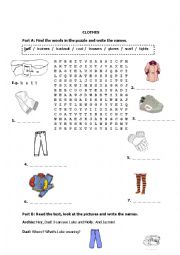 English Worksheet: clothes