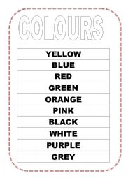 English Worksheet: COLOURS