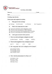 English Worksheet: Natural disasters listening activity