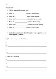 English Worksheet: There is/There are...some/any