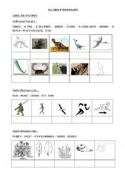 English Worksheet: All about dinosaurs