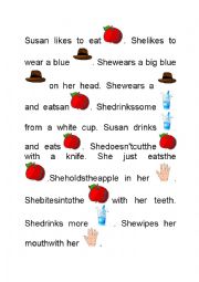 English Worksheet: Funny reading - Susan routine