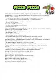 Pizza. Mickey Mouse, Bugs Bunny, Garfield, Avengers, reading and comprehension questions, word search