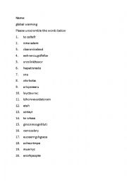 English Worksheet: global warming vocabulary