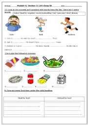 English Worksheet: Module 4/ Section 3: Lets keep fit