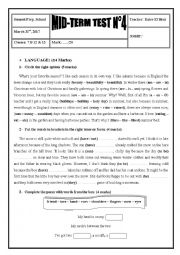 English Worksheet: 2016 / 2017 7th Form Mid-Term Test 4