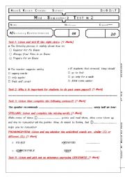English Worksheet: Mid semester 2 2nd form Arts  MARCH 2017