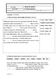 English Worksheet: mid-semester test n2 9th form