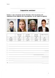 English Worksheet: Comparatives with famous actors