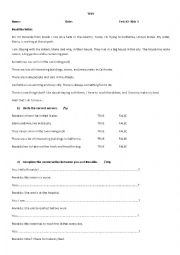 English Worksheet: TEST. HAS TO/ HAVE TO (HOUSEHOLD CHORES) + ADVERBS OF FREQUENCY