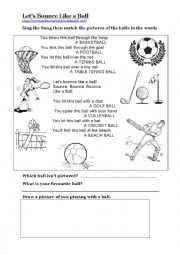 English Worksheet: Lets bounce like a ball song