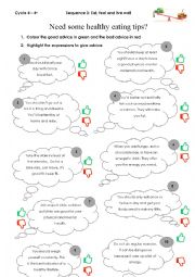 English Worksheet: Healthy eating tips