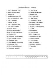 English Worksheet: question words revision