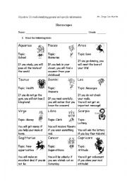 English Worksheet: First conditional Horoscopes